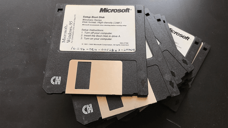 Windows 95 startup floppy discs.