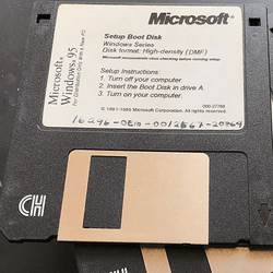 Windows 95 startup floppy discs.